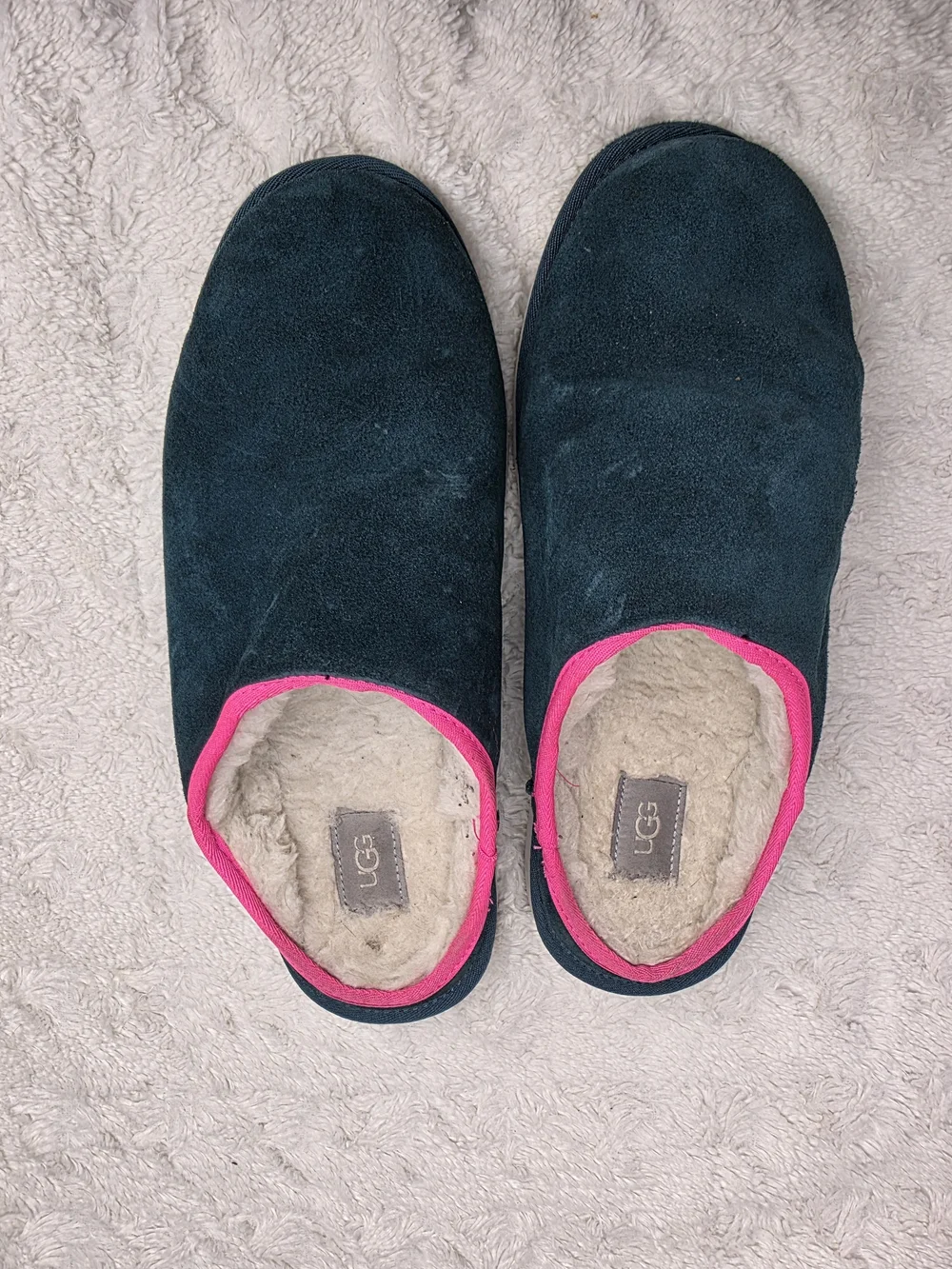 UGG Teal Slip-On Slippers with Pink Accent